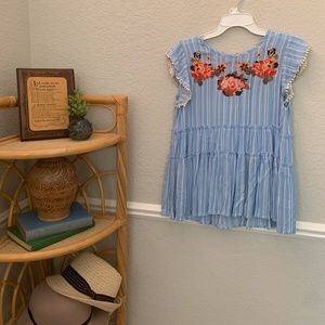 Embroidered Tiered Top